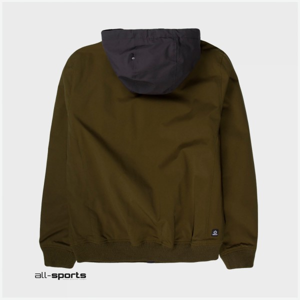 Emerson Ribbed Hooded Jacket Λαδι - Ανθρακι