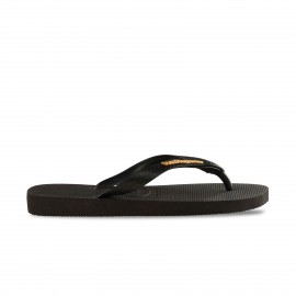 Havaianas Top Logo Metallic Gold Γυναικειες Σαγιοναρες Μαυρες