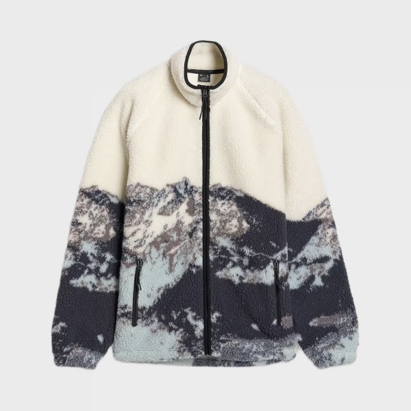4F Casual Polar Sherpa Unisex Ζακετα Λευκο - Μπλε