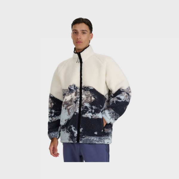 4F Casual Polar Sherpa Unisex Ζακετα Λευκο - Μπλε