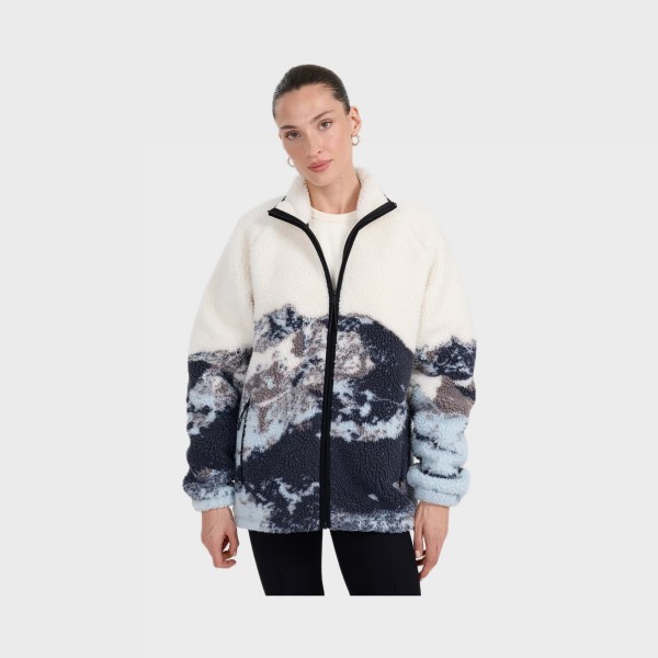 4F Casual Polar Sherpa Unisex Ζακετα Λευκο - Μπλε