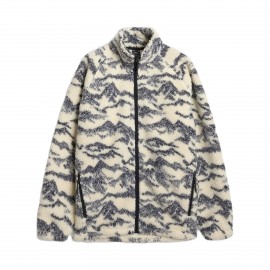 4F Casual Polar Fleece AOP Unisex Ζακετα Λευκο - Μαυρο