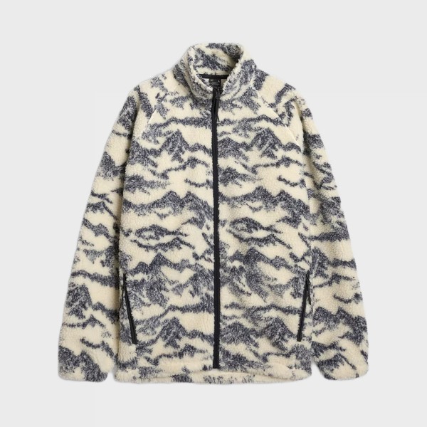 4F Casual Polar Fleece AOP Unisex Ζακετα Λευκο - Μαυρο