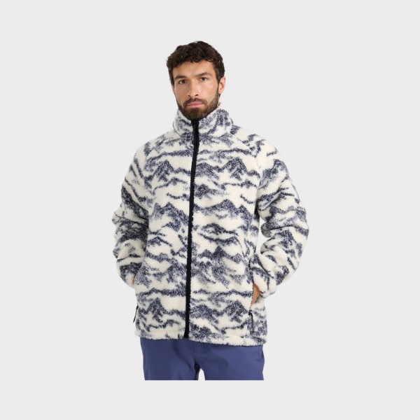 4F Casual Polar Fleece AOP Unisex Ζακετα Λευκο - Μαυρο