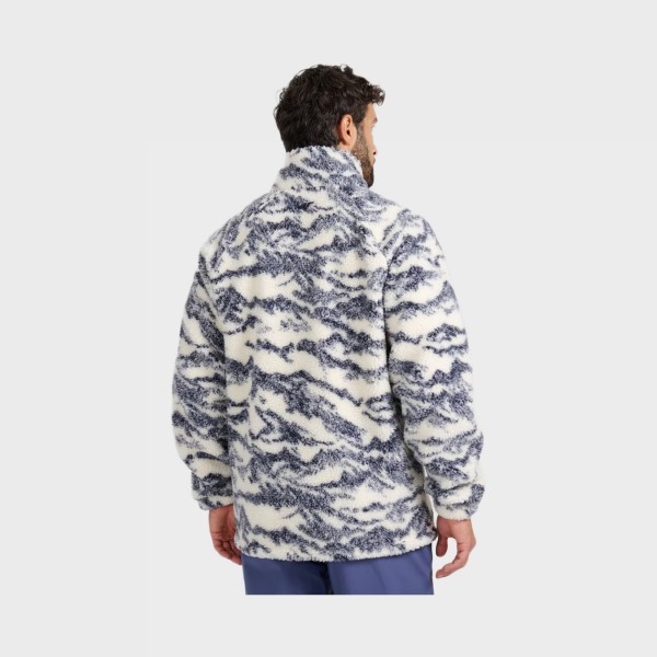 4F Casual Polar Fleece AOP Unisex Ζακετα Λευκο - Μαυρο