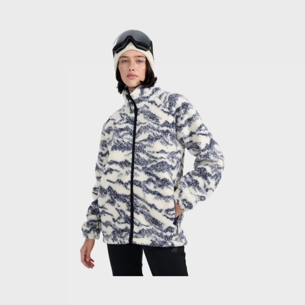 4F Casual Polar Fleece AOP Unisex Ζακετα Λευκο - Μαυρο