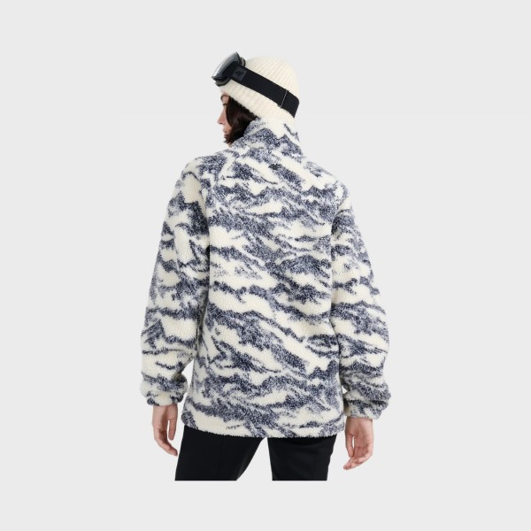 4F Casual Polar Fleece AOP Unisex Ζακετα Λευκο - Μαυρο