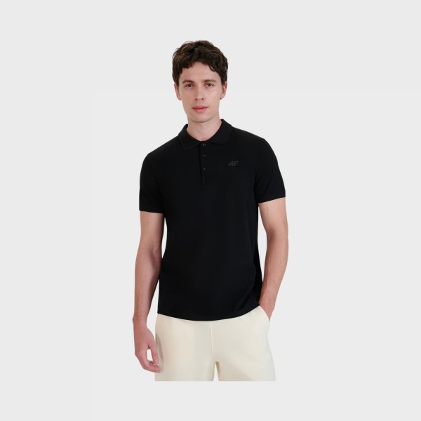 4F Regular Polo Small Logo Ανδρικη Μπλουζα Μαυρη
