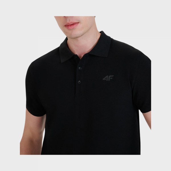 4F Regular Polo Small Logo Ανδρικη Μπλουζα Μαυρη