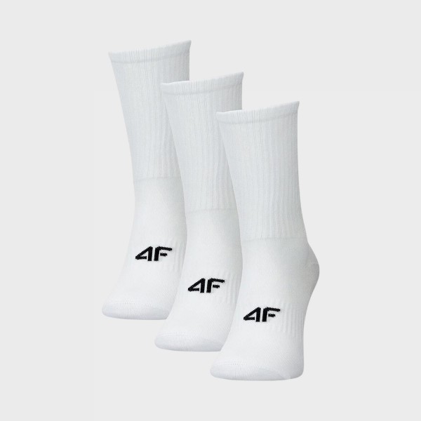 4F Long Logo 3 Ζευγη Unisex Καλτσες Λευκες