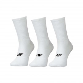 4F Mid Calf Logo 3 Ζευγη Unisex Καλτσες Λευκες