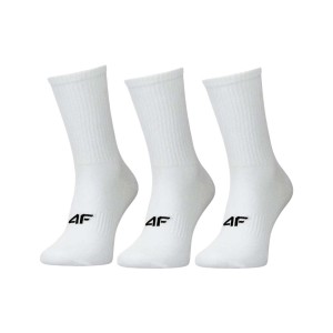 4F Mid Calf Logo 3 Ζευγη Unisex Καλτσες Λευκες