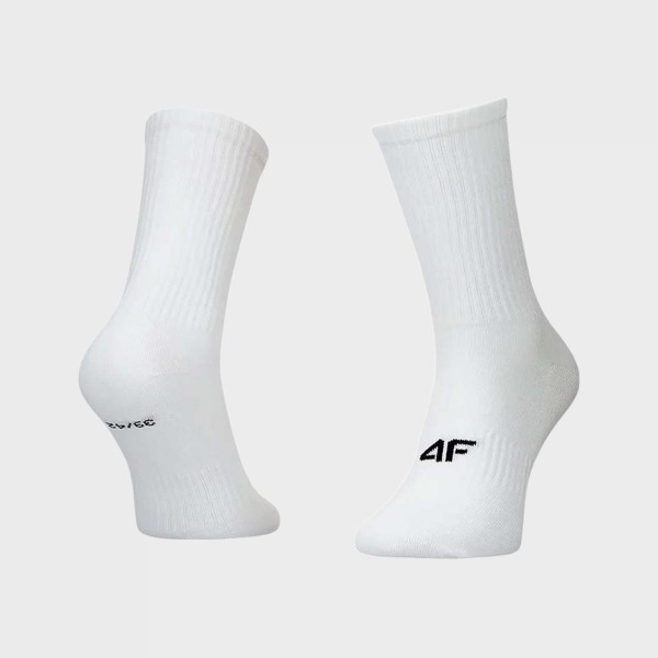 4F Mid Calf Logo 3 Ζευγη Unisex Καλτσες Λευκες