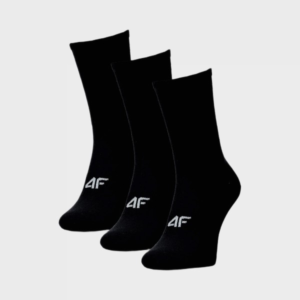 4F Mid Calf Logo 3 Ζευγη Unisex Καλτσες Μαυρες