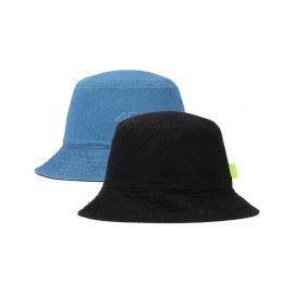 4F Sportstyle Reversible Small Logo Bucket Unisex Καπελο Μαυρο - Μπλε