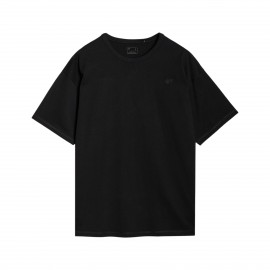 4F Loose Fit Hip Lenght Small Logo Unisex Μπλουζα Μαυρη