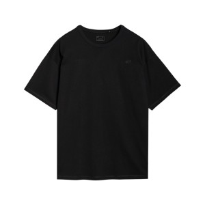 4F Loose Fit Hip Lenght Small Logo Unisex Μπλουζα Μαυρη
