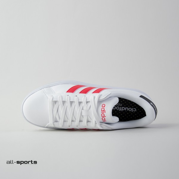 Adidas Grand Court Cloudfoam Ανδρικο Παπουτσι Λευκο - Κοκκινο