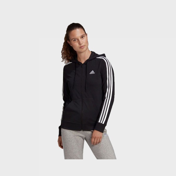 Adidas ESS 3S Single Jersey Full Zip Γυναικεια Ζακετα Μαυρη