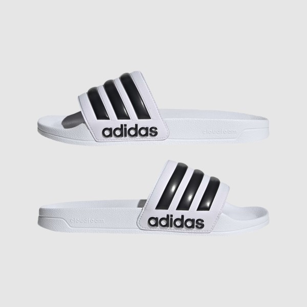 Adidas Adilette Shower 3 Stripes Classic Logo Unisex Παντοφλα Λευκο - Μαυρο