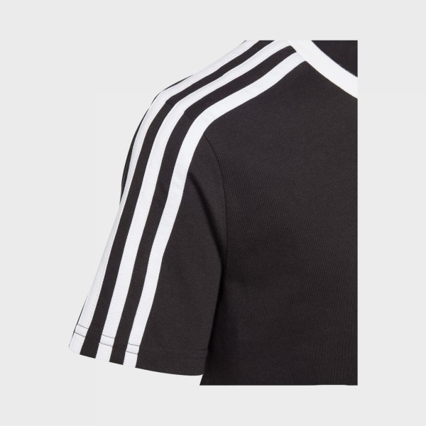 Adidas Sportswear 3 Stripes Small Logo Εφηβικη Μπλουζα Μαυρη