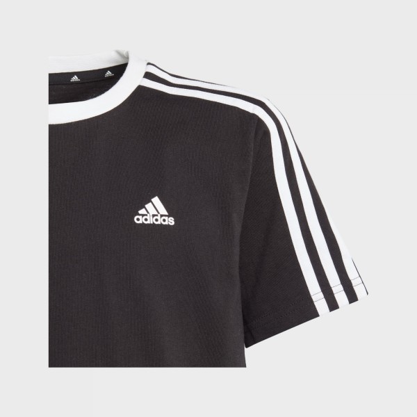 Adidas Sportswear 3 Stripes Small Logo Εφηβικη Μπλουζα Μαυρη