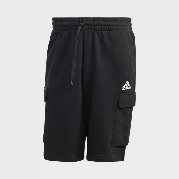 Adidas Essentials French Terry Cargo Pockets Ανδρικη Βερμουδα Μαυρη