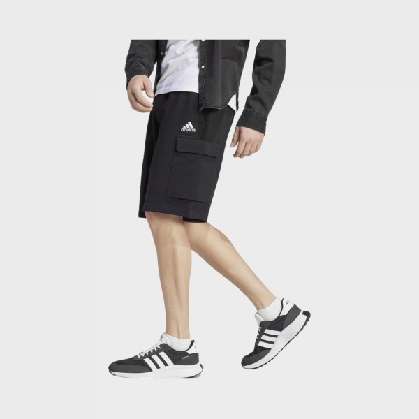 Adidas Essentials French Terry Cargo Pockets Ανδρικη Βερμουδα Μαυρη