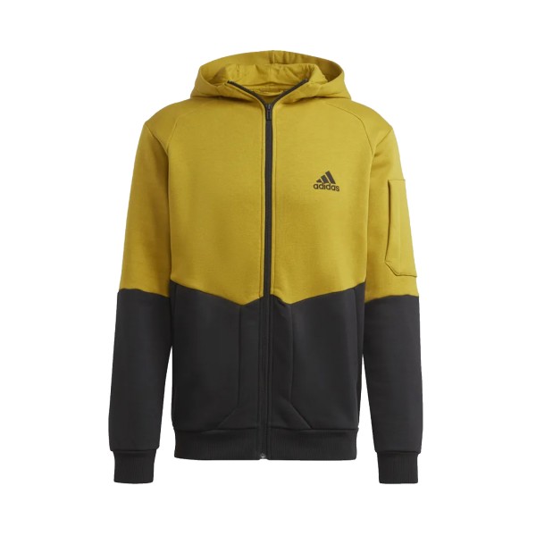 Adidas Essentials For Gameday Fleece FZ Ανδρικη Ζακετα Μαυρο - Κιτρινο