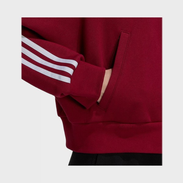 Adidas Originals 3 Stripes Hooded Relaxed Fit Γυναικεια Ζακετα Βυσσινη