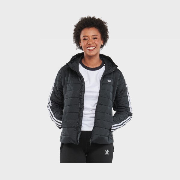 Adidas Originals Hooded Premium Slim Γυναικειο Μπουφαν Μαυρο