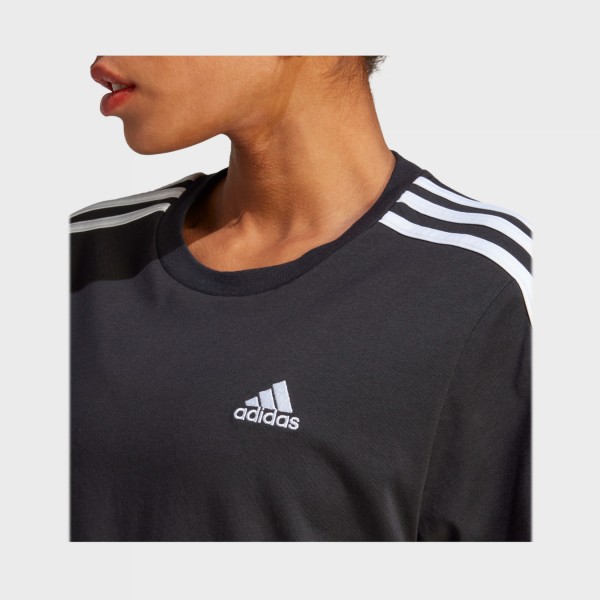 Adidas Sportswear Essentials 3S Single Jersey Crop Γυναικεια Μπλουζα Μαυρη