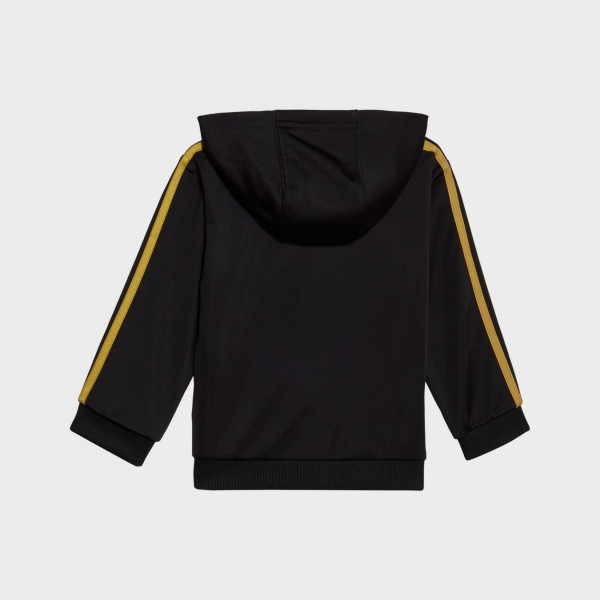 Adidas Essentials Shiny Hooded 3 Stripes Βρεφικο Σετ Μαυρο - Χρυσο
