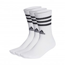 Adidas 3 Stripes Cushioned Crew 3 Ζευγη Unisex Καλτσες Λευκο - Μαυρο