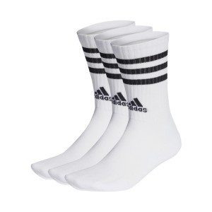 Adidas 3 Stripes Cushioned Crew 3 Ζευγη Unisex Καλτσες Λευκο - Μαυρο