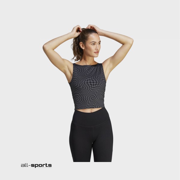 Adidas Print Clash Yoga Tank Γυναικειο Αμανικο Μαυρο - Γκρι