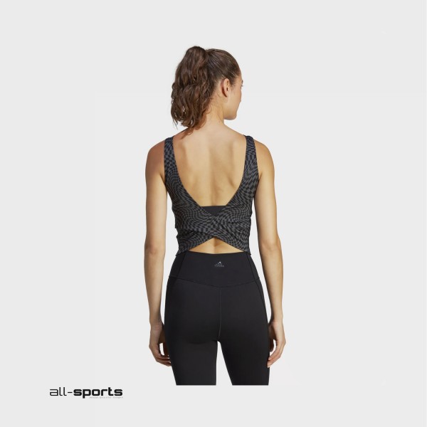 Adidas Print Clash Yoga Tank Γυναικειο Αμανικο Μαυρο - Γκρι
