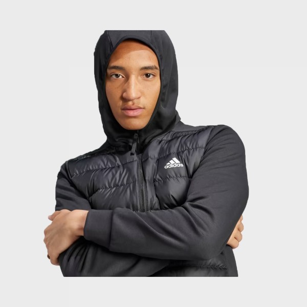 Adidas Sportswear Essentials Hybrid Down Hooded Ανδρικη Ζακετα Μαυρη