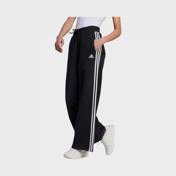 Adidas Essentials 3 Stripes French Terry Wide Γυναικειο Παντελονι Μαυρο