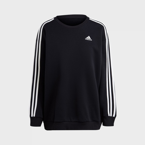 Adidas Sportswear 3 Stripes Crew Neck Long Fit Γυναικεια Μπλουζα Μαυρη