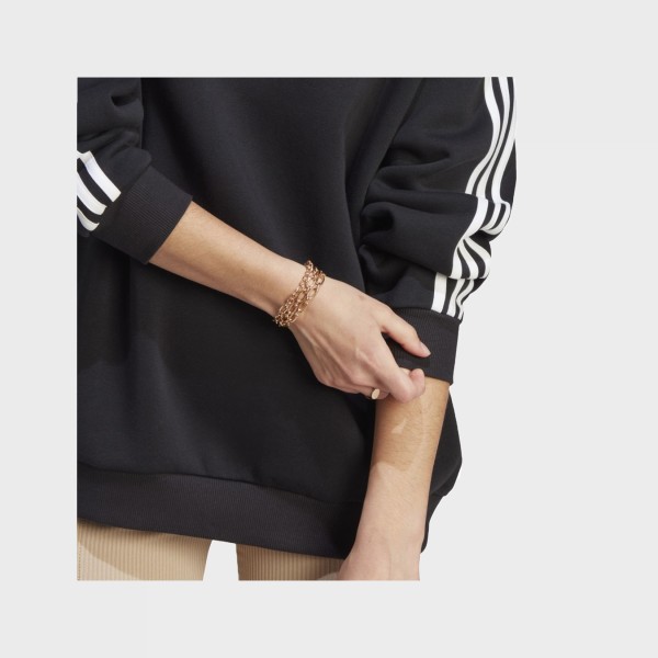 Adidas Sportswear 3 Stripes Crew Neck Long Fit Γυναικεια Μπλουζα Μαυρη