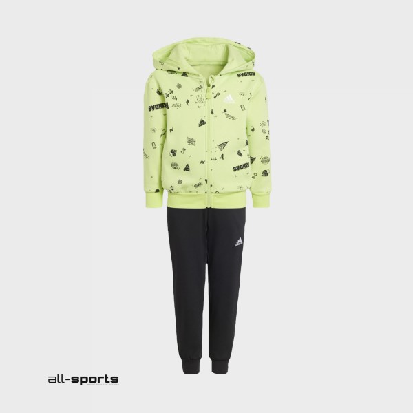 Adidas Sportswear Brand Love Hooded Παιδικο Σετ Μαυρο - Πρασινο 