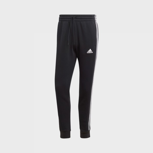 Adidas Essentials 3 Stripes Fleece Cuffed Hem Logo Ανδρικο Παντελονι Μαυρο