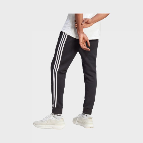 Adidas Essentials 3 Stripes Fleece Cuffed Hem Logo Ανδρικο Παντελονι Μαυρο