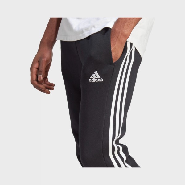 Adidas Essentials 3 Stripes Fleece Cuffed Hem Logo Ανδρικο Παντελονι Μαυρο