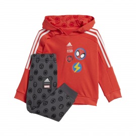 Adidas X Marvel Spider-Man Hooded Παιδικο Σετ Ρουχων Κοκκινο - Μαυρο 