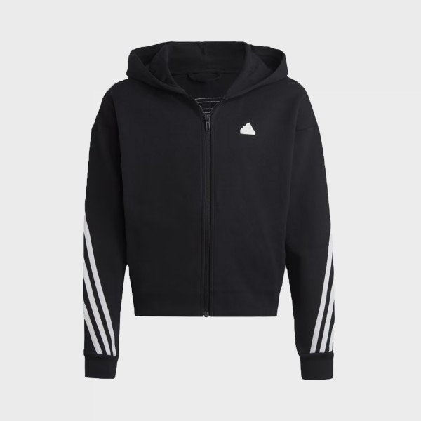 Adidas Sportswear Future Icon 3 Stripes Hooded Εφηβικη Ζακετα Μαυρη