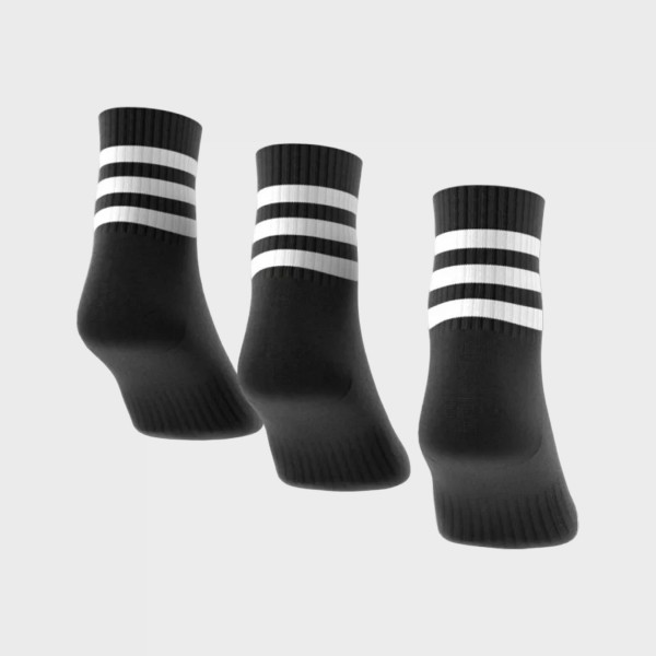 Adidas 3-Stripes Cushioned Sportswear Mid-Cut 3 Ζευγη Unisex Καλτσες Μαυρες