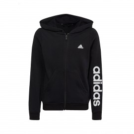 Adidas Sportswear Linear Hooded Hand Logo Εφηβικη Ζακετα Μαυρη