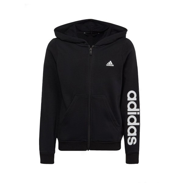 Adidas Sportswear Linear Hooded Hand Logo Εφηβικη Ζακετα Μαυρη